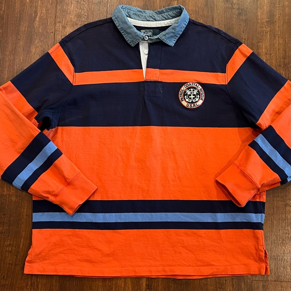 Polo Ralph Lauren Patrol Coastal Rescue USRL Rugby Polo Shirt Men XXL Patch